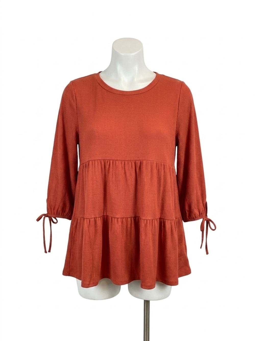 NEW HONEYME tiered with sleeve ties top in rust